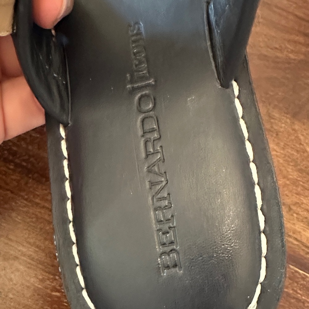 Bernardo Navy  Leather Sandals - Picture 3 of 6